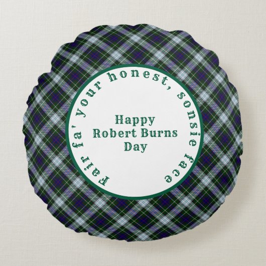 ロバート・バーンズ・スコットランドタータンチェック2 ラウンドクッション (正面)