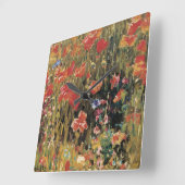 ロバート・フォンノーによるコスモス、ヴィンテージ印象派 スクエア壁時計 (傾斜)