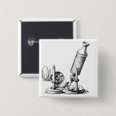 ロバート・フックの顕微鏡 缶バッジ (正面&裏面)