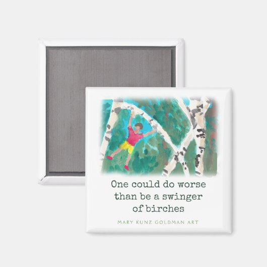 ロバート・フロスト詩樺の木手図解入りの、写真付きの- マグネット (正面/裏面)