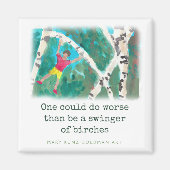 ロバート・フロスト詩樺の木手図解入りの、写真付きの- マグネット (正面)