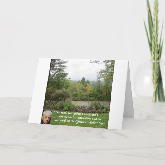 ロバート·フロスト·ウィズダム引用文「ロード·レス·トラベルド」 カード (正面)