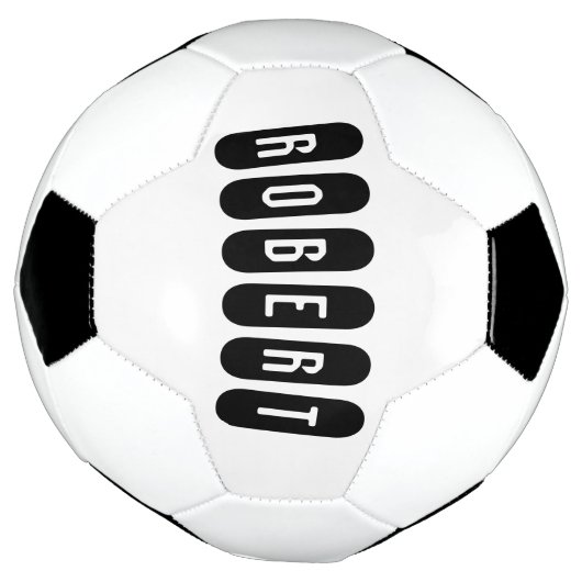 ロバート・メスの名前は黒でn白で サッカーボール (回転)