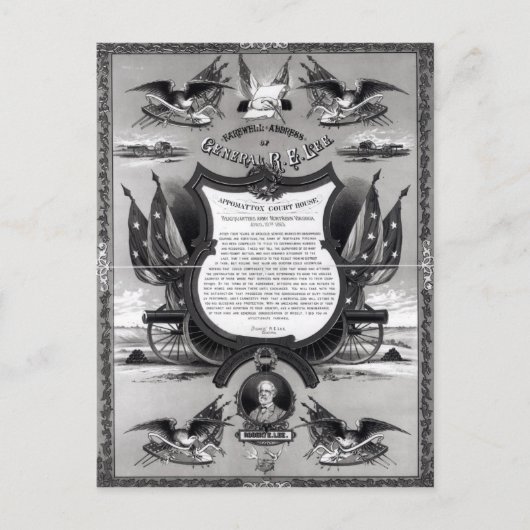 ロバート・E・リー将軍の別れの挨拶 ポストカード (正面)