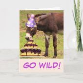 ロバ及びお誕生日ケーキ カード (正面)