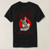 ロバ好きおもしろいJACKASS大学マスコットギフト Tシャツ (デザイン正面)