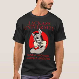 ロバ好きおもしろいJACKASS大学マスコットギフト Tシャツ