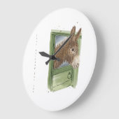 ロバ時計 – かわいい – 待っているだけ ラージ壁時計 (傾斜)