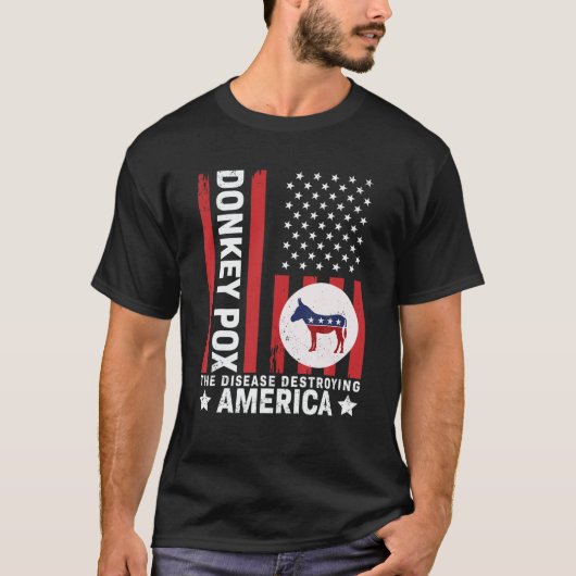 ロバ痘はアメリカを破壊おもしろいする Tシャツ (正面)