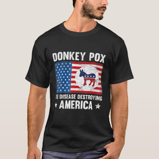 ロバ痘はアメリカを破壊おもしろいする Tシャツ (正面)