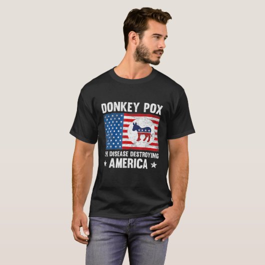 ロバ痘はアメリカを破壊おもしろいする Tシャツ (正面フル)