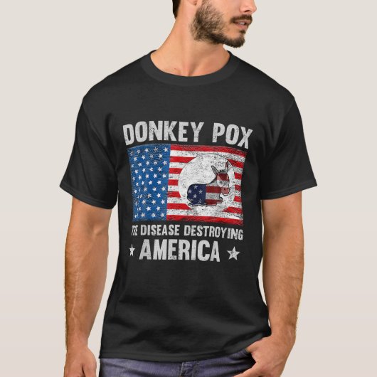 ロバ痘はアメリカを破壊おもしろいする Tシャツ (正面)