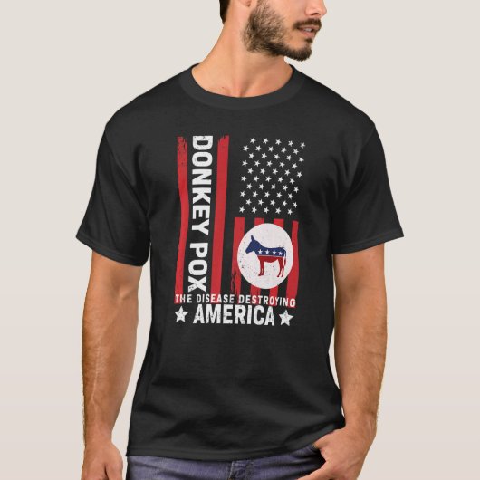 ロバ痘動揺して病USA国旗の破壊 Tシャツ (正面)