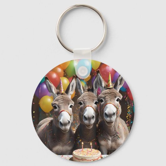 ロバ祝ー三つ子の誕生日 キーホルダー (正面)