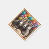 ロバ祝ー三つ子の誕生日 スタンダードカクテルナプキン (角)