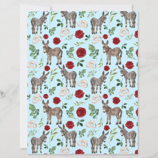 ロバ結婚ーのスクラップブック紙イン・ブルー (裏面)