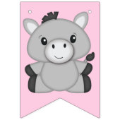 ロバ誕生日パーティーピンク バンティングフラッグ (第1の旗)