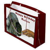 ロバ食べー抱き枕のアップル ラージペーパーバッグ (裏面アングル)