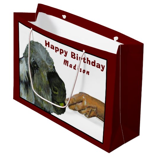 ロバ食べー抱き枕のアップル ラージペーパーバッグ (正面アングル)