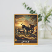 ロバ | かわいい家族ヴィンテージ動物はがき ポストカード (スタンド正面)