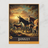 ロバ | かわいい家族ヴィンテージ動物はがき ポストカード (正面)