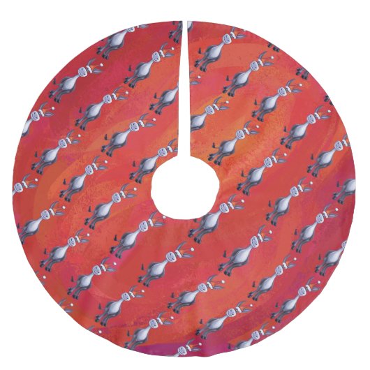 ロバ・クリスマス ブラッシュドポリエステルツリースカート (正面)