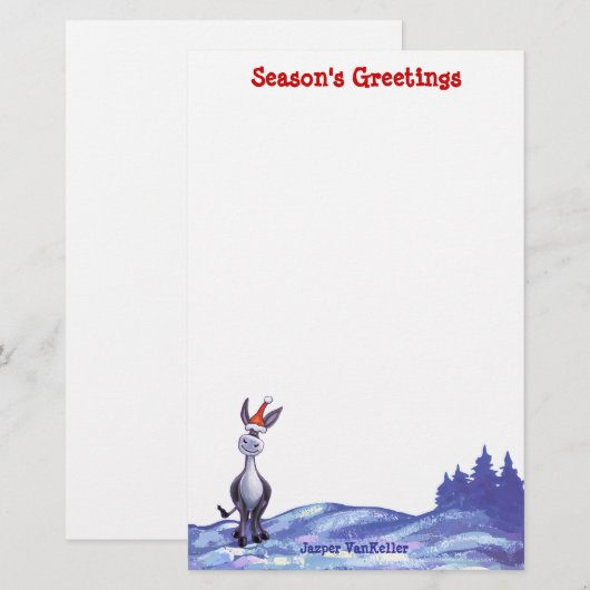 ロバ・クリスマス 便箋 (正面/裏面)