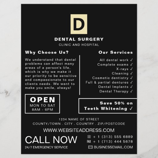 ロパーソナライズされたゴ、歯科、歯科広告医 チラシ (正面)