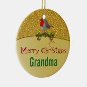 ロビンおよびヒイラギのパーソナライズなクリスマスのオーナメント セラミックオーナメント (右)