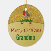 ロビンおよびヒイラギのパーソナライズなクリスマスのオーナメント セラミックオーナメント (左)