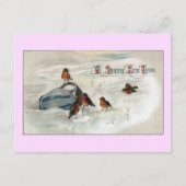 ロビンおよび水差しのヴィンテージの新年 シーズンポストカード (正面)