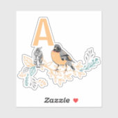 ロビンお洒落バードママベビーフラワーズモノグラム シール (シート)