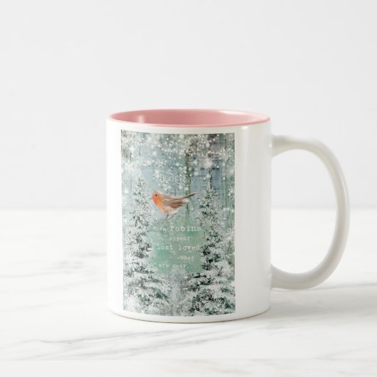 ロビンが無くなった現われるとき家族は近くいます ツートーンマグカップ (右)