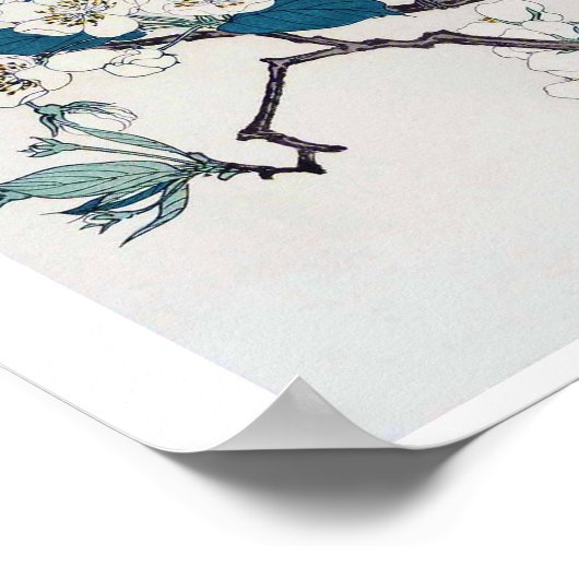 ロビンとさくらんぼの花々今尾渓念 ポスター (角)