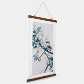 ロビンとさくらんぼの花々今尾渓念 吊り下げ型タペストリー (傾斜あり)