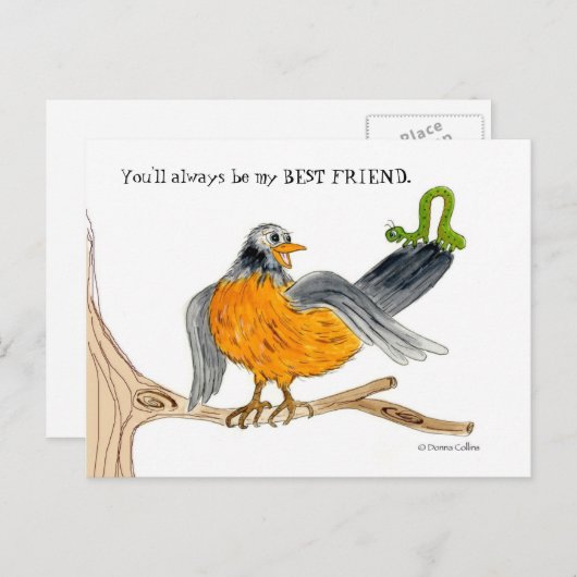 ロビンとグリーンインチワーム ポストカード (正面/裏面)