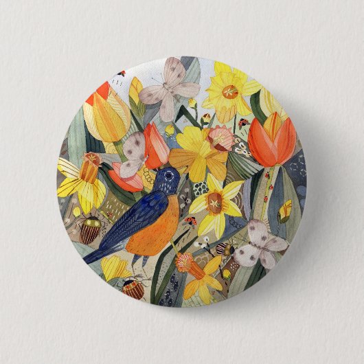 ロビンとダフォジルスボタン 缶バッジ (正面)