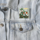 ロビンとヒイラギのビンテージクリスマスカード、教会 缶バッジ (インサイチュ)