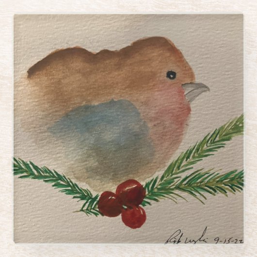 ロビンとホリー ガラスコースター (正面)