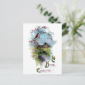 ロビンと春の花ヴィンテージイースター シーズンポストカード (スタンド正面)