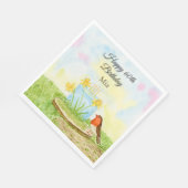 ロビンと水仙のケーキの60歳の誕生日 スタンダードランチョンナプキン (角)