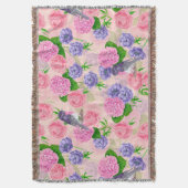 ロビンと花、水彩模様 スローブランケット (正面縦)