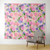 ロビンと花、水彩模様 タペストリー (インサイチュ(横))