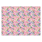 ロビンと花、水彩模様 テーブルクロス (正面(横))