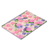 ロビンと花、水彩模様 ノートブック (左側)