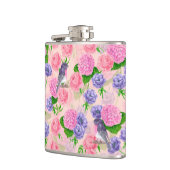 ロビンと花、水彩模様 フラスク (左)