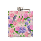 ロビンと花、水彩模様 フラスク (裏面)