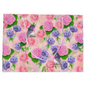 ロビンと花、水彩模様 ラージペーパーバッグ (裏面)