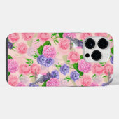 ロビンと花、水彩模様 iPhoneケース (裏面横)