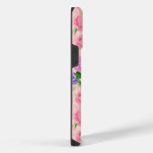 ロビンと花、水彩模様 iPhoneケース (右側面)